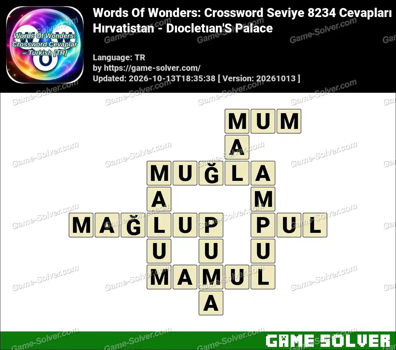 Words Of Wonders: Crossword Seviye 8234 Cevapları – Hırvatistan – Dıocletıan’S Palace